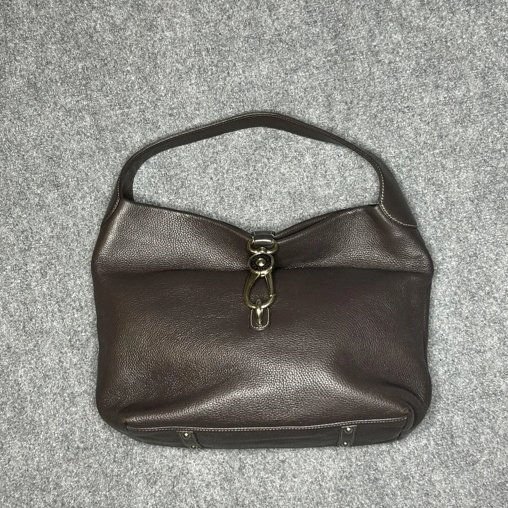 Dooney &‎ Bourke Hobo Bag Womens Large Brown Pebble Leather Shoulder Purse